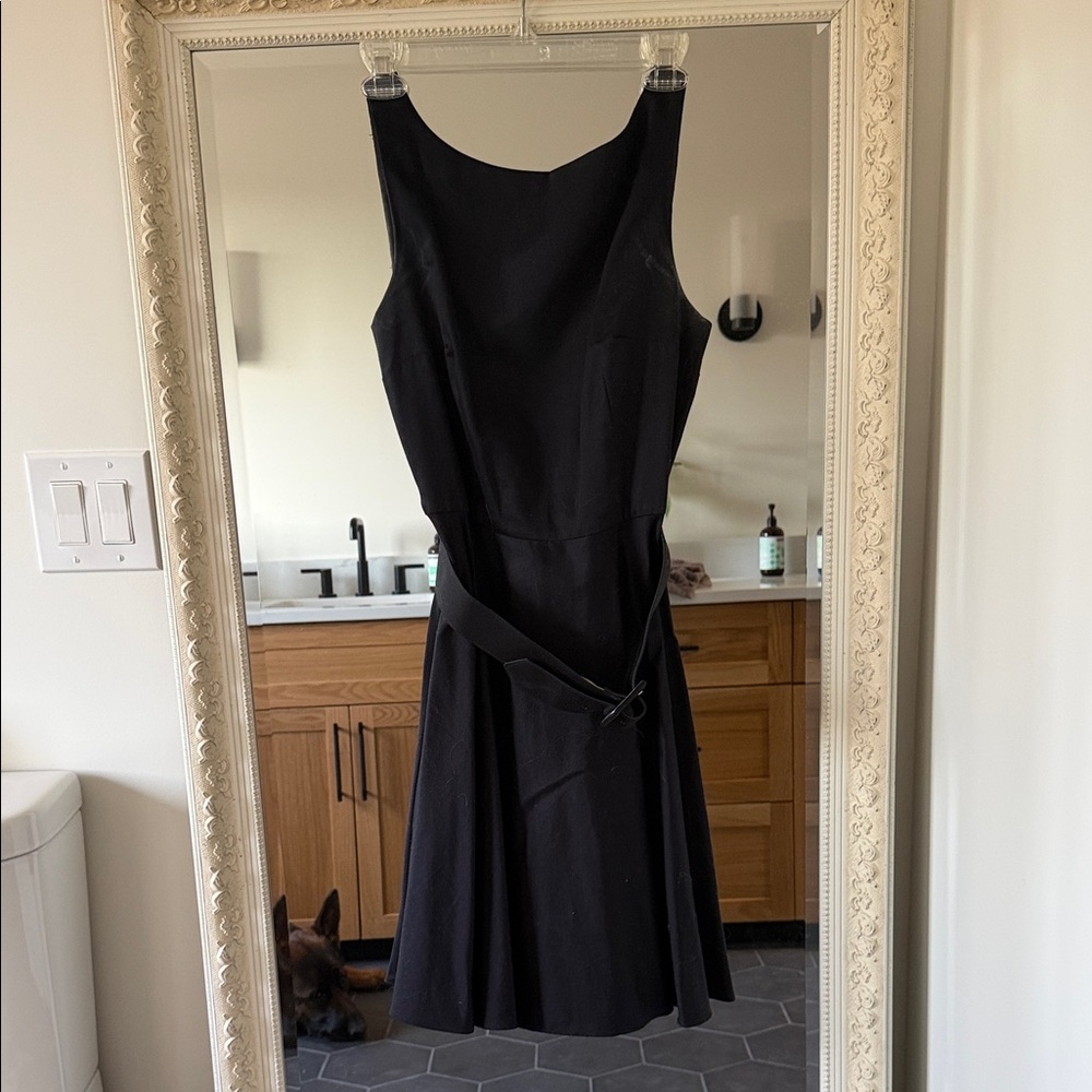 Moda Black Sleeveless Midi Dress with Belt